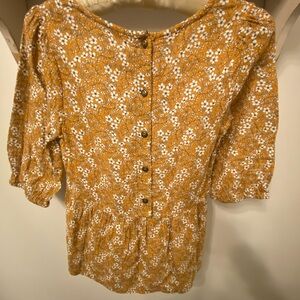 Matilda Jane Just Imagine Shay Mustard Floral Babydoll blouse
